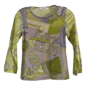 BACIUI Italian Semi Sheer Mesh Long Sleeve Top